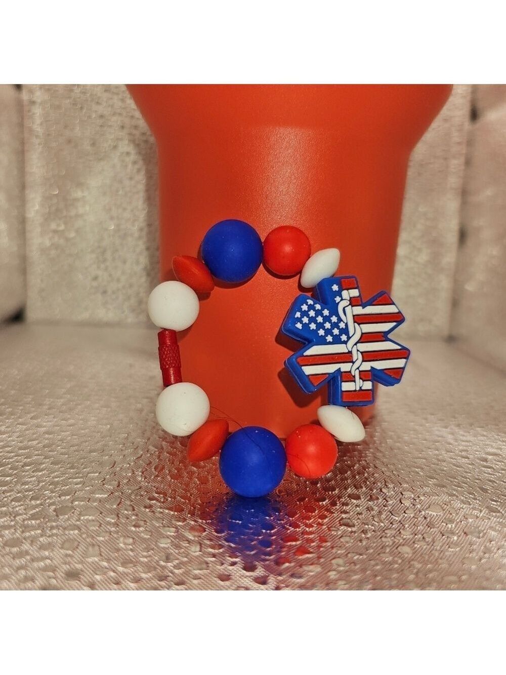 Silicone Tumbler Charms EMT Red, White & Blue
